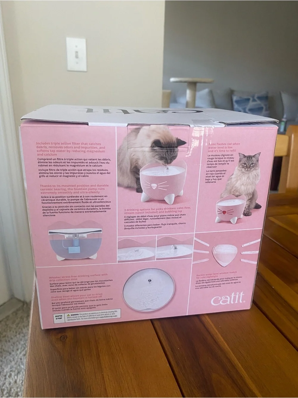 PiXi Pink Cat Drinking Fountain by